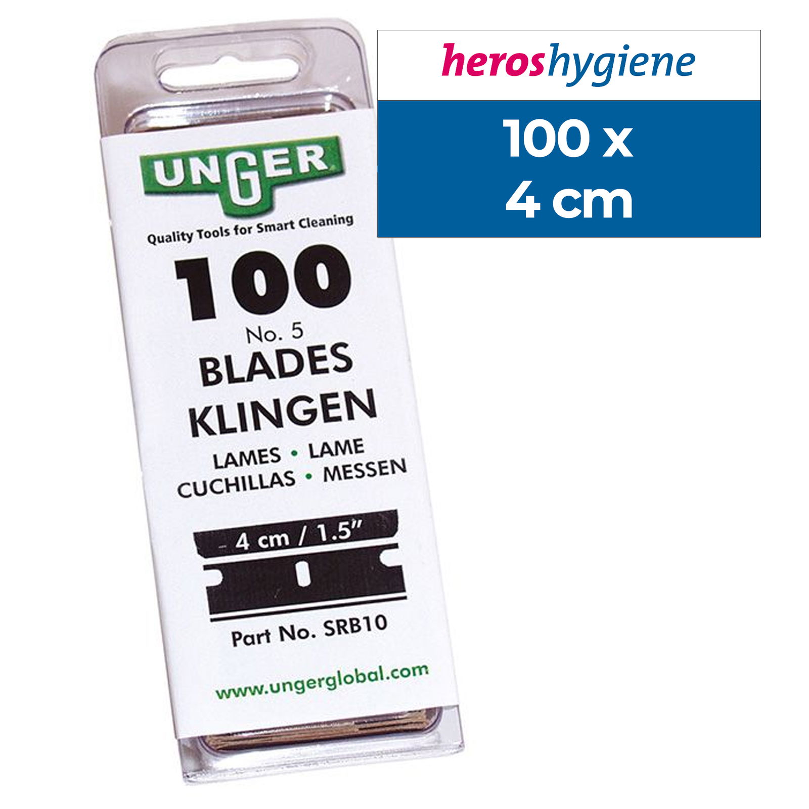 Unger Karbon-Glasschaberklingen SRB10, 100 Klingen