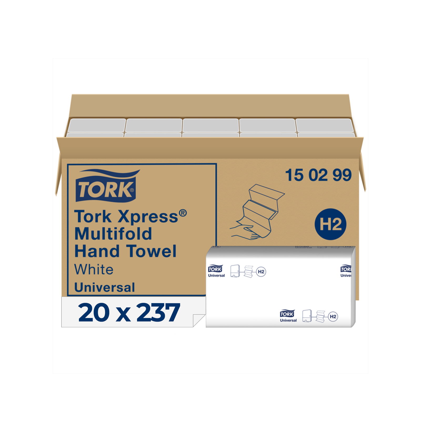 Tork 150299 Papierhandtücher weiss Xpress H2 2-lagig Multifold