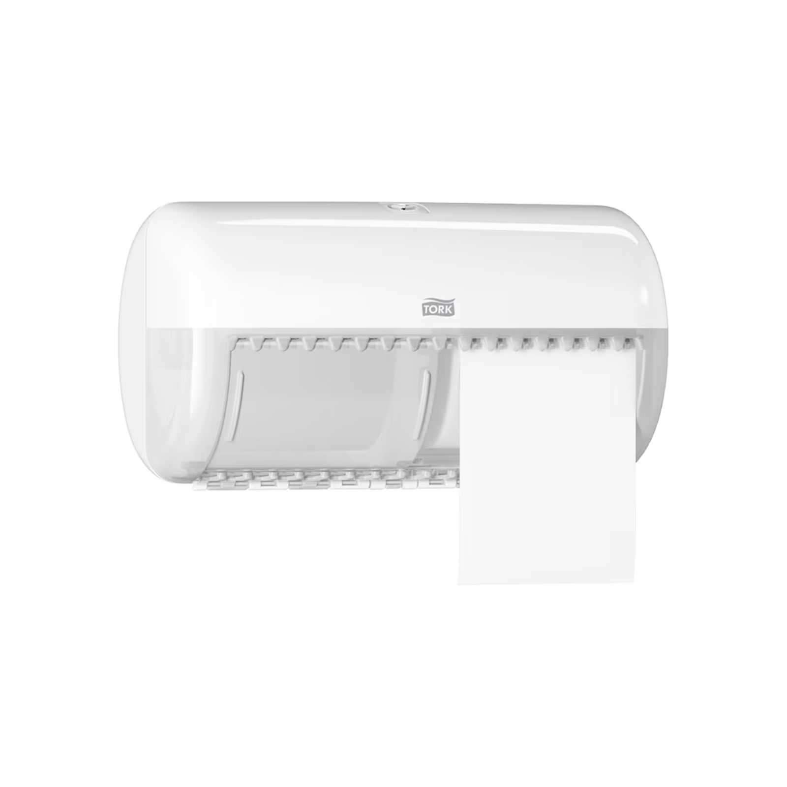 Tork 557000 Toilettenpapierspender für Kleinrollen weiss mit Papier