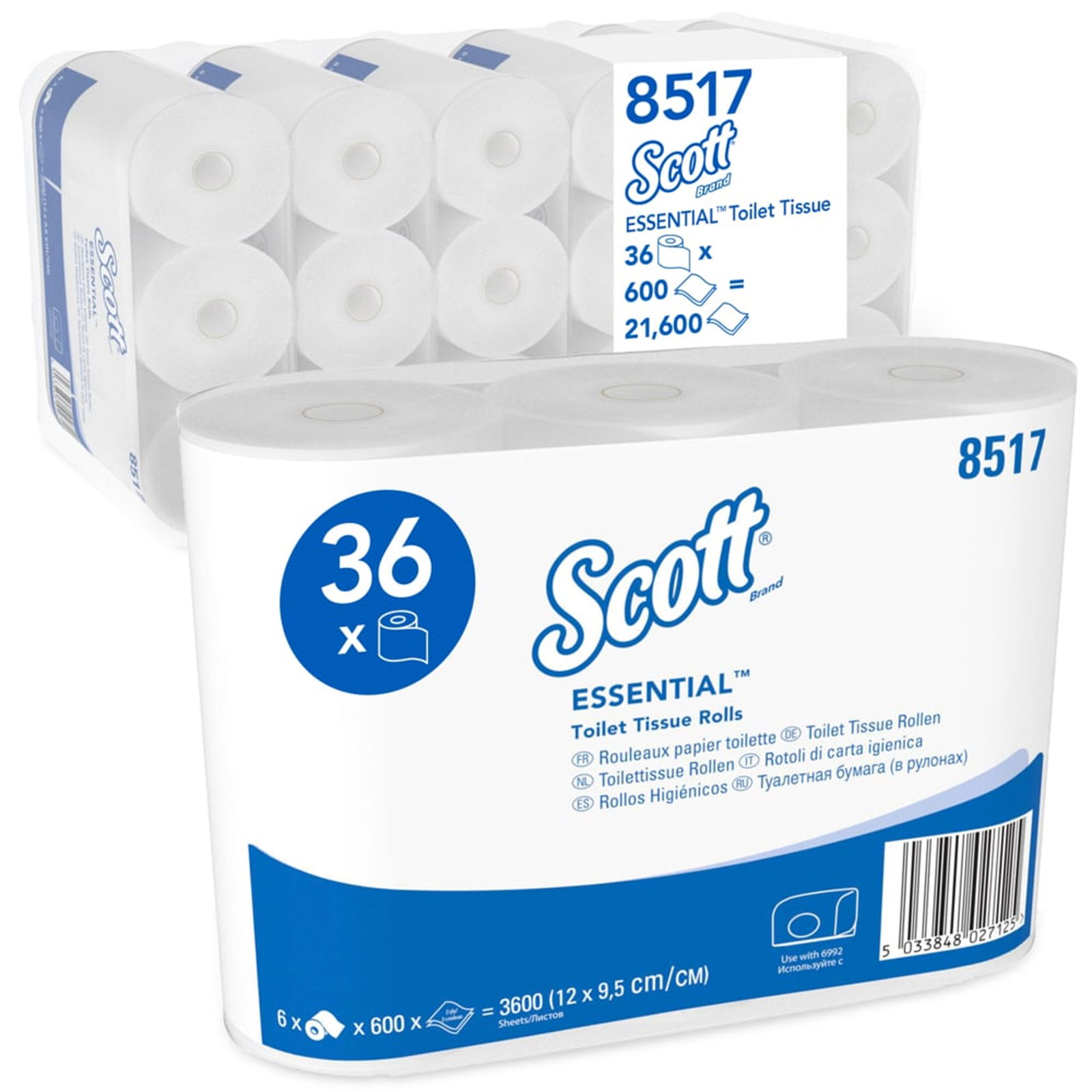 8517 Scott Essential papier toilette 2 plis recyclé 600 feuilles