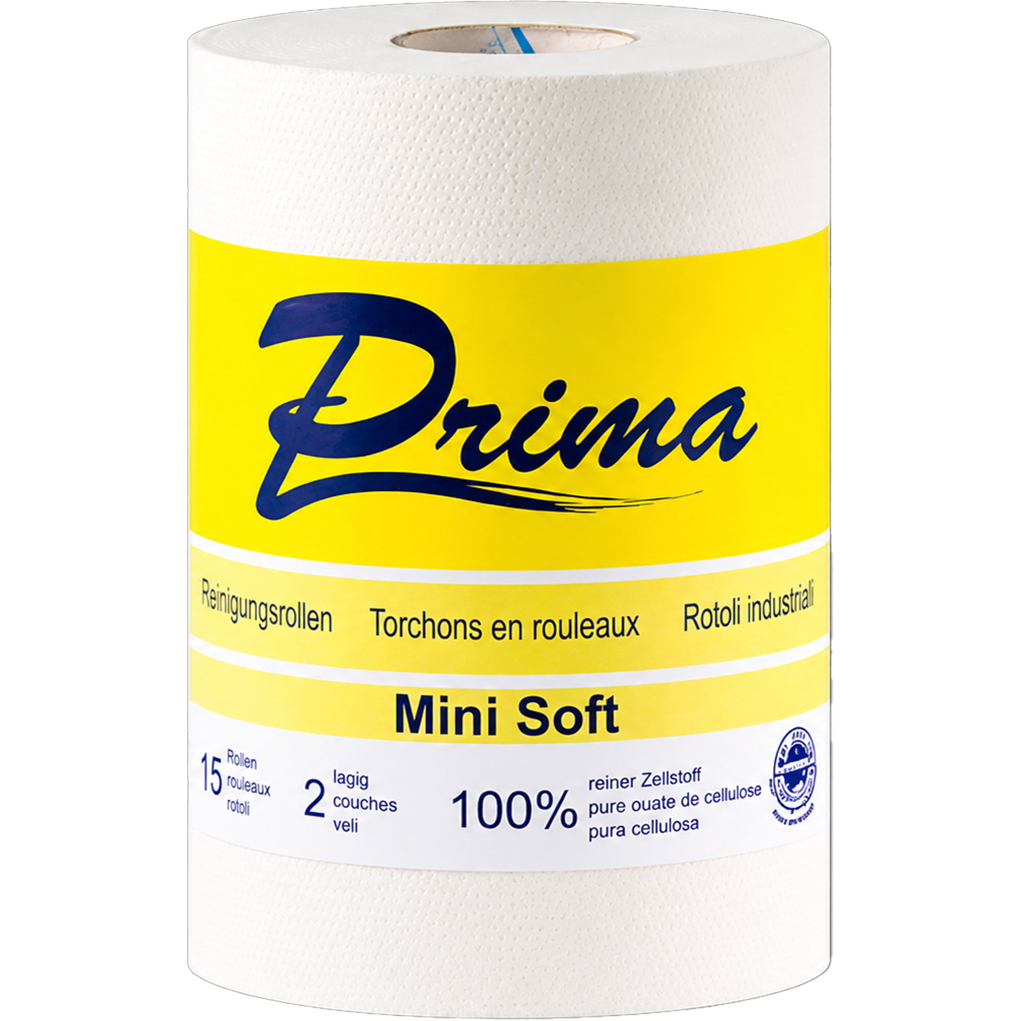 Papelrolle, Küchenrolle, Mini Soft, 100% Zellstoff, Gelb/Weiß