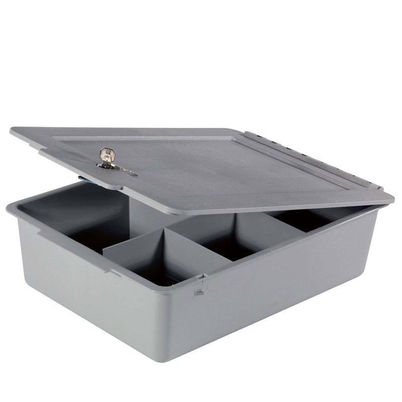 Ablageschale 120 mm tief mit Deckel und Facheinteilung