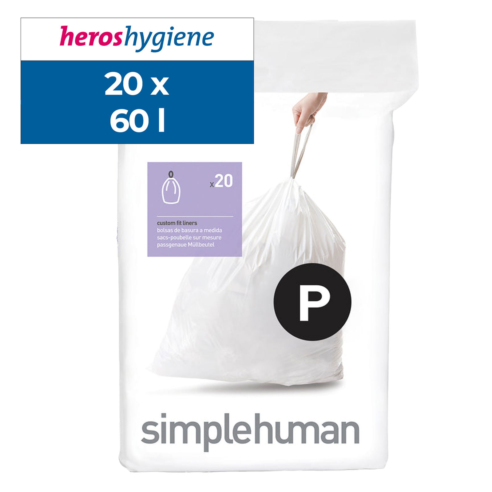 20x fodere per bidoni Code P personalizzate simplehuman