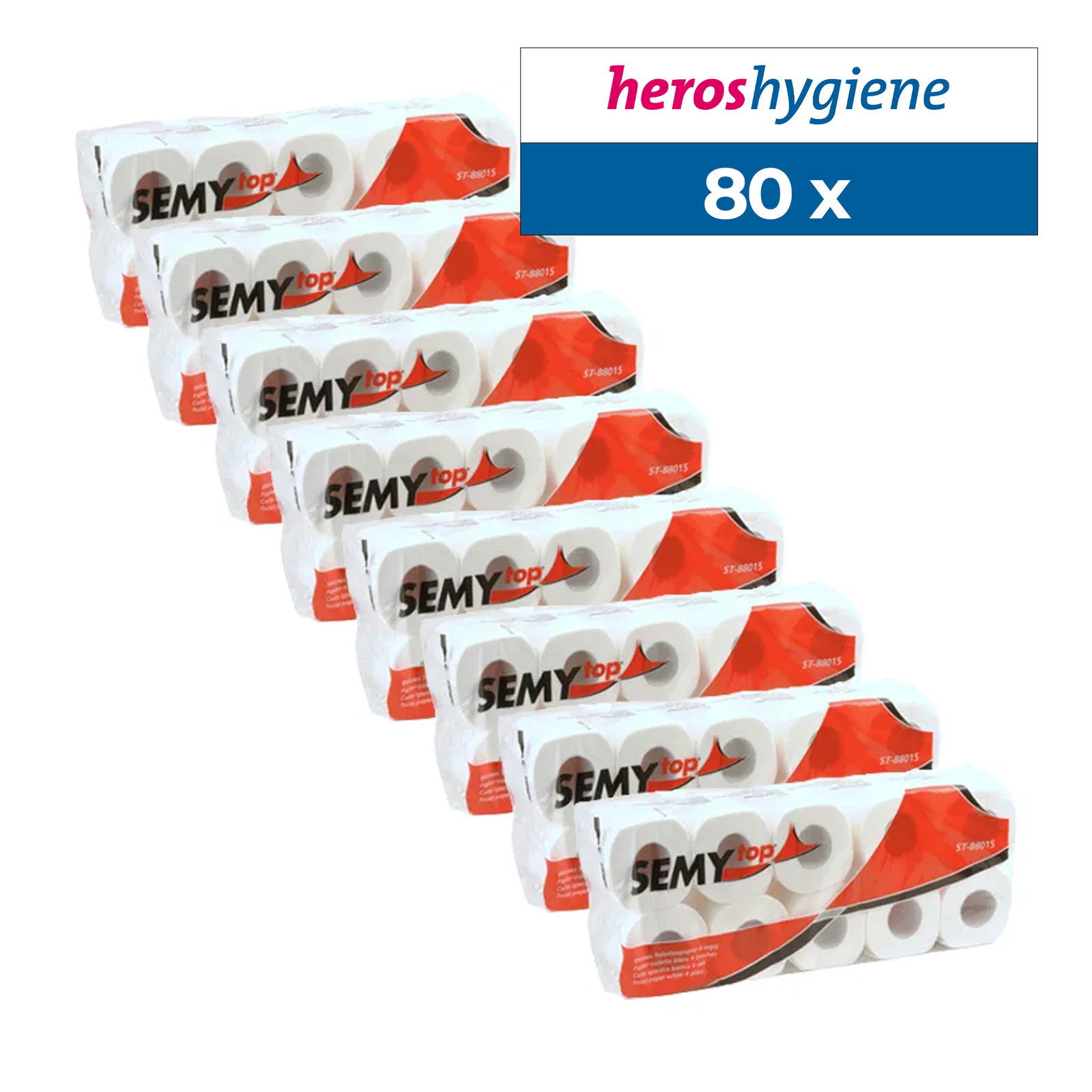 SemyTop ST-88015 Toilettenpapier 4-lagig Zellstoff 80 Rollen