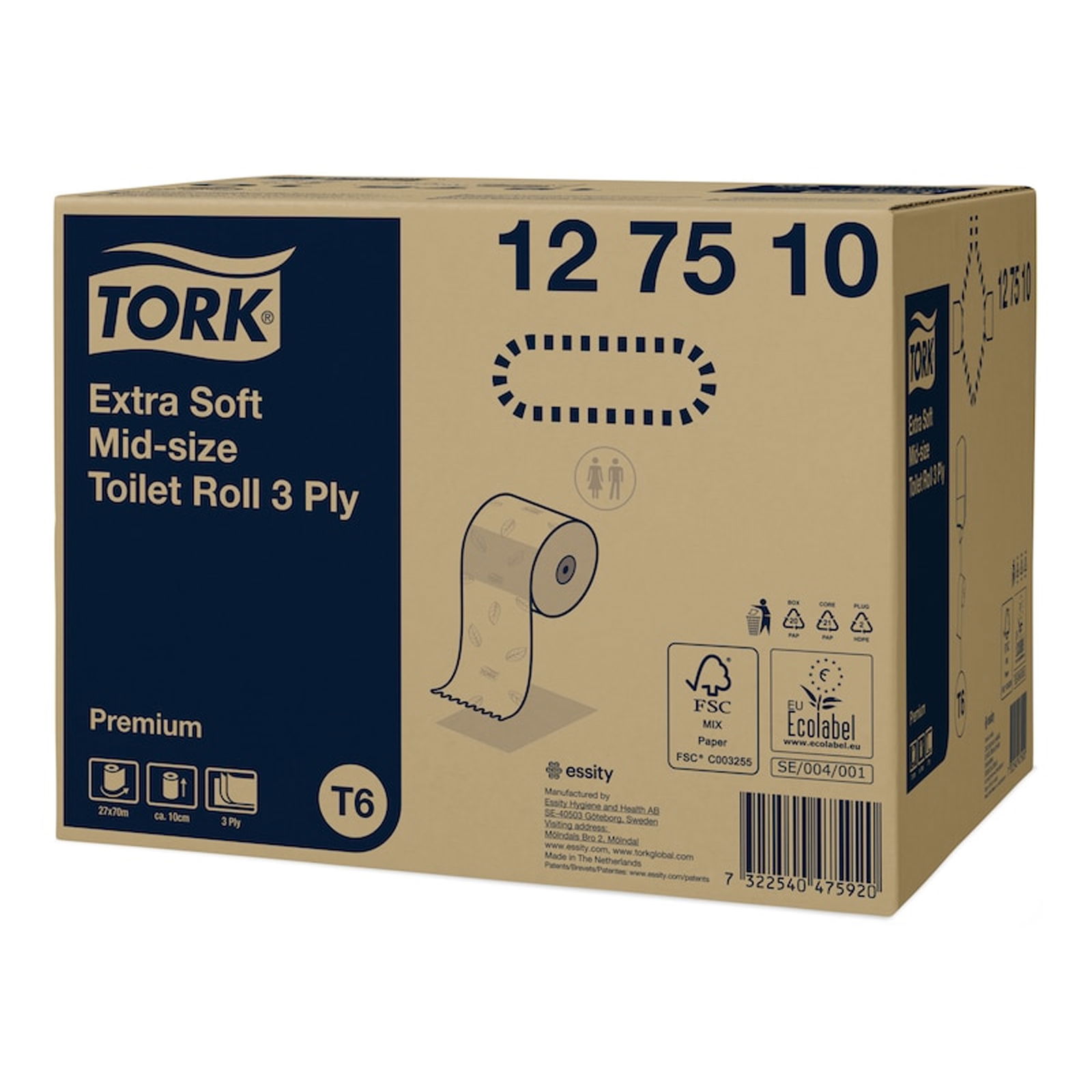 TORK 127510 extra soft Midi Toilet Paper Roll Premium T6