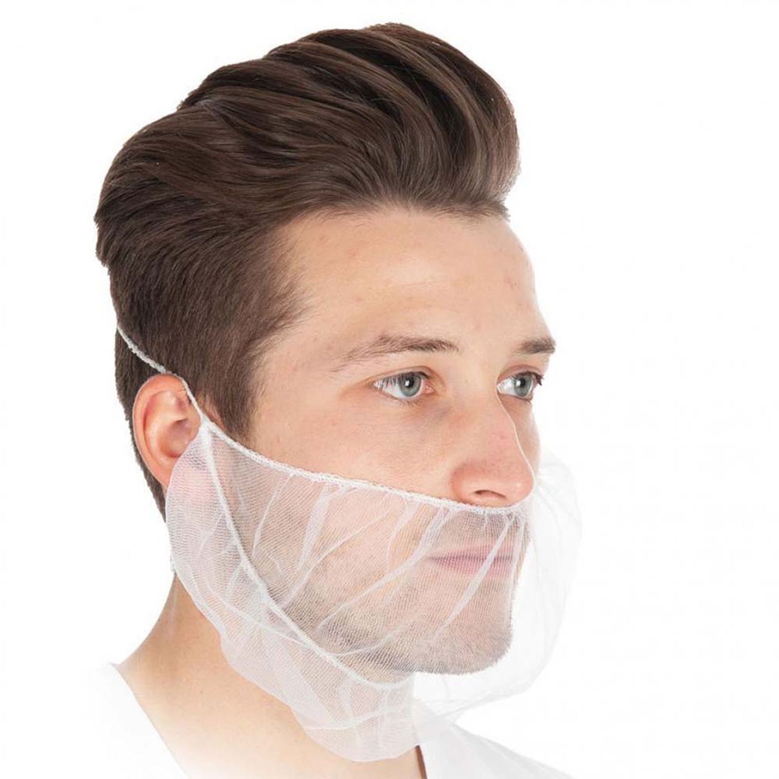 Beard cover with head elastic nylon white