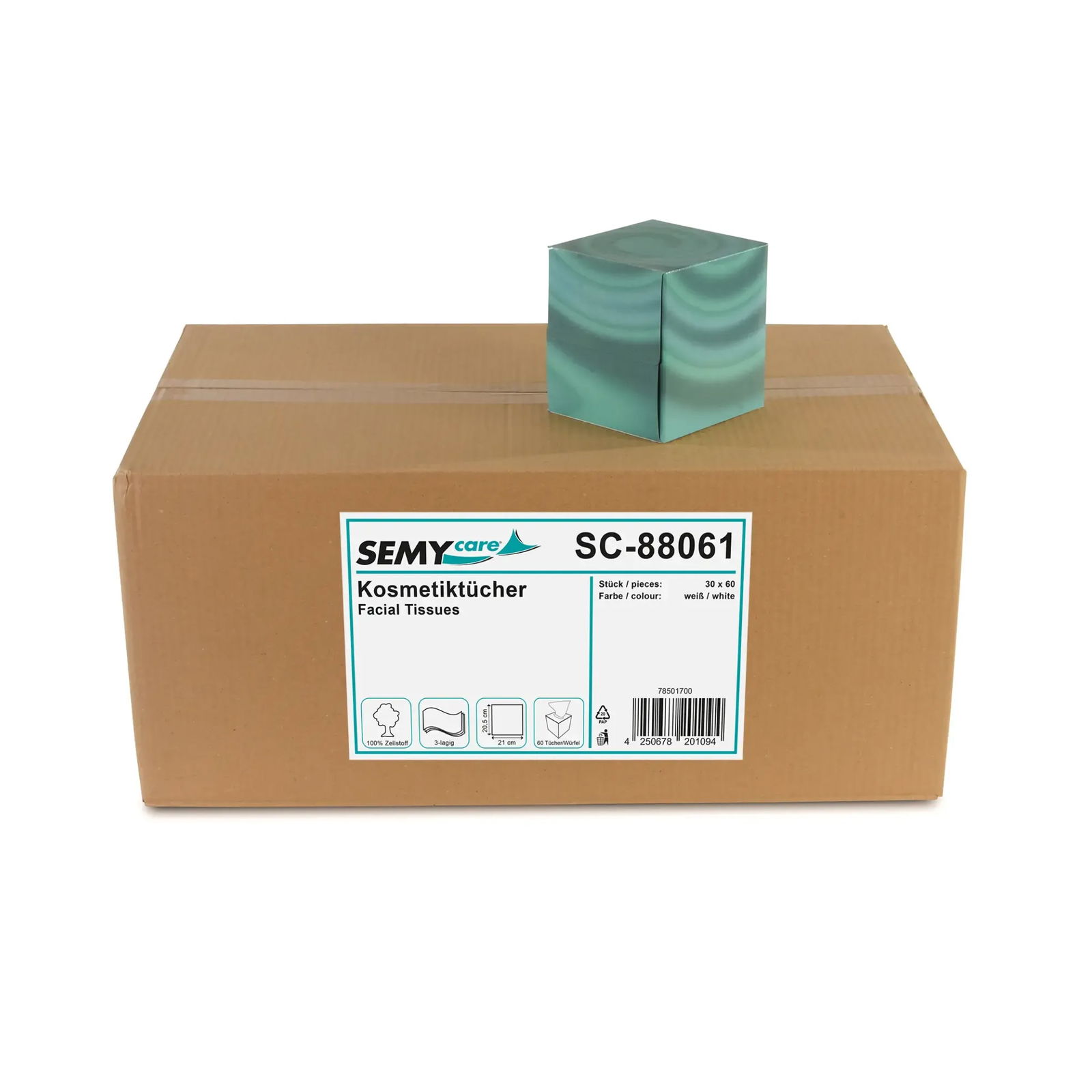 SemyCare SC-88061 Kosmetiktuchbox 3-lagig Zellstoff hochweiss 40 Boxen