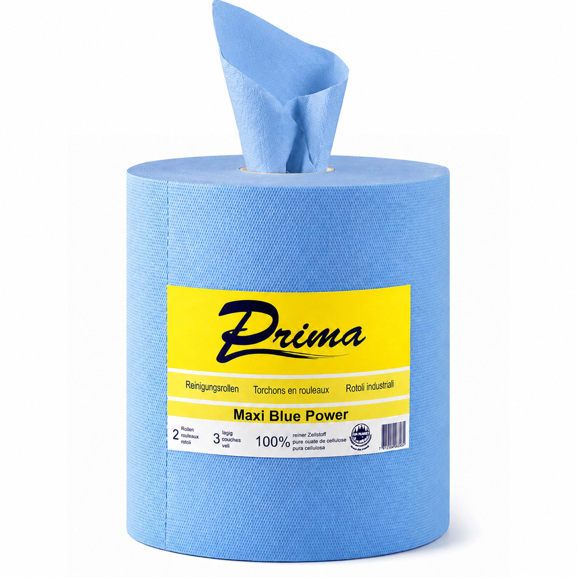 Tissuerolle, Blaue Papiertücher, Maxi-Rolle, 100% Zellulose, Reinigungszubehör