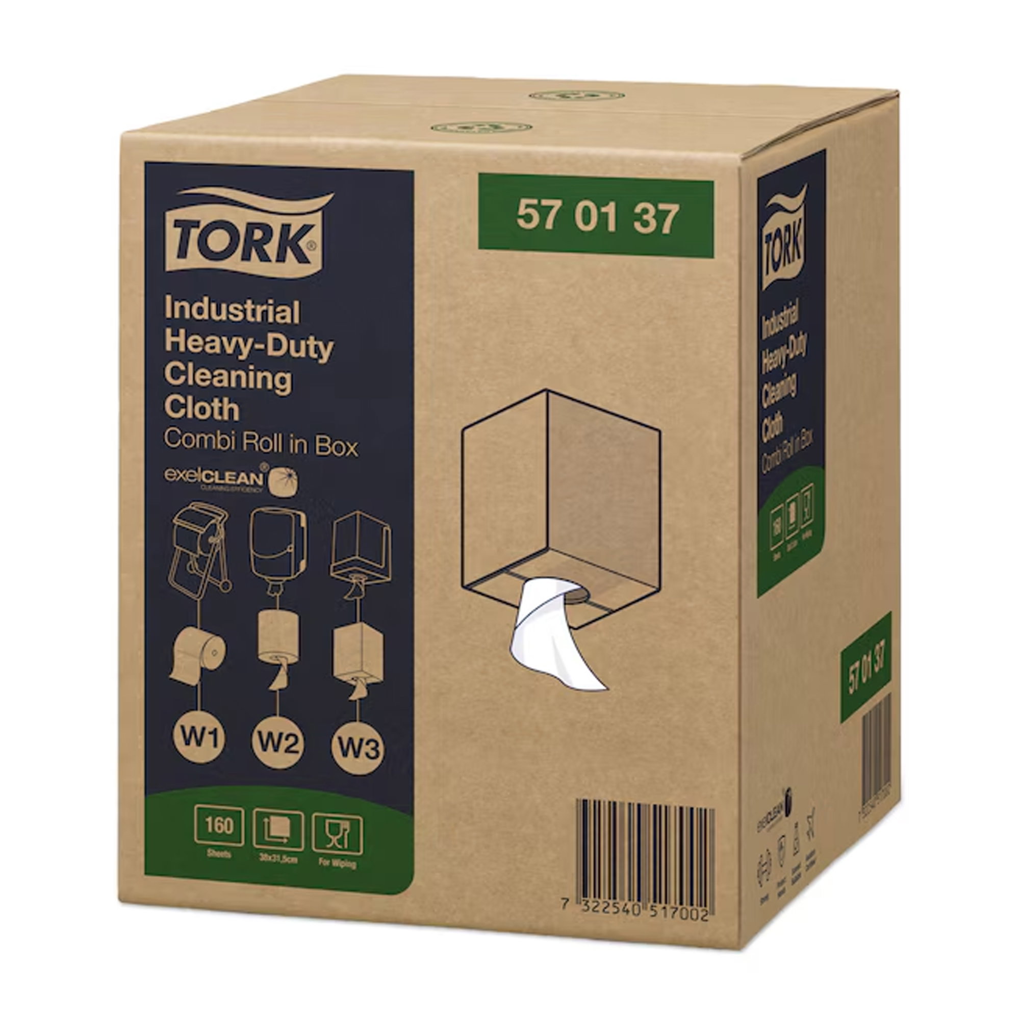 Industrie-Reinigungstücher | 1-lagig | Vliesstoff | Tork 570137 W1/W2/W3