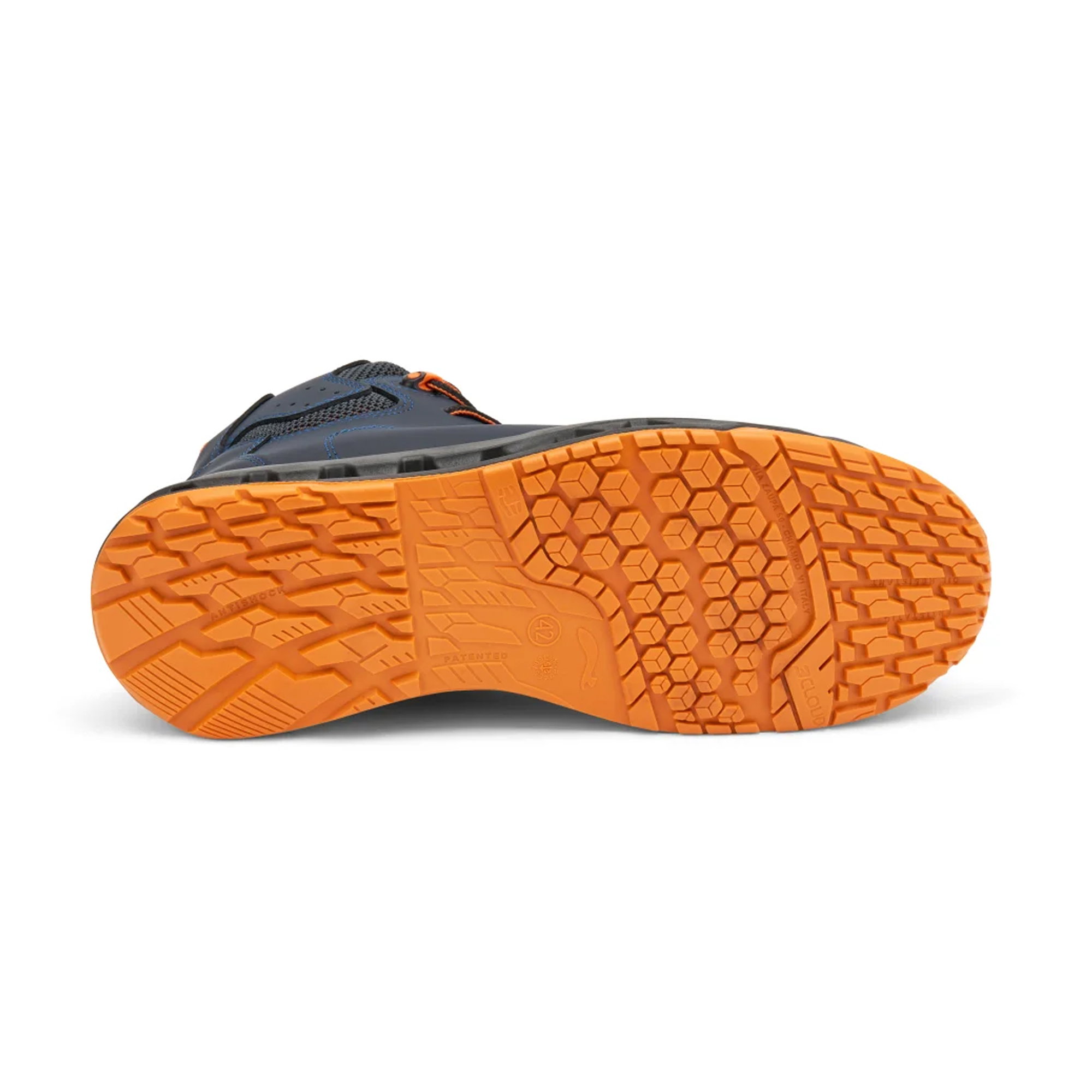 Schuhsohle, Gummi, Orange, Muster, Trail-Schuh