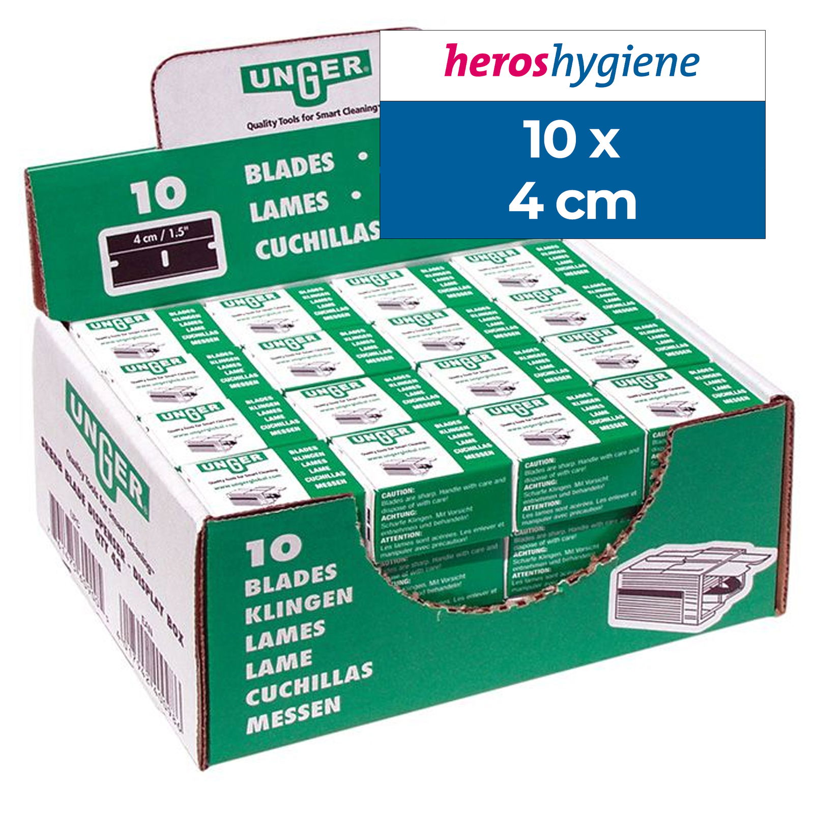 Unger carbon glass scraper blades SRBDB, 10 blades