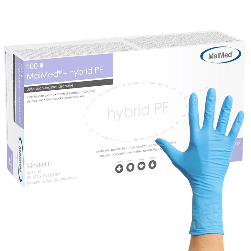 Nitril-Vinyl Hybrid Einweghandschuhe Blau