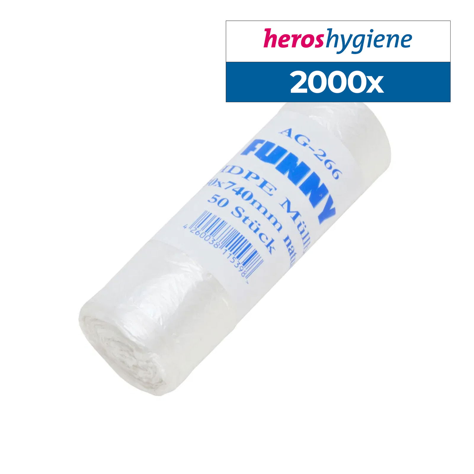 Funny AG-266 Müllbeutel HDPE natur 60l extra 2000 Stück