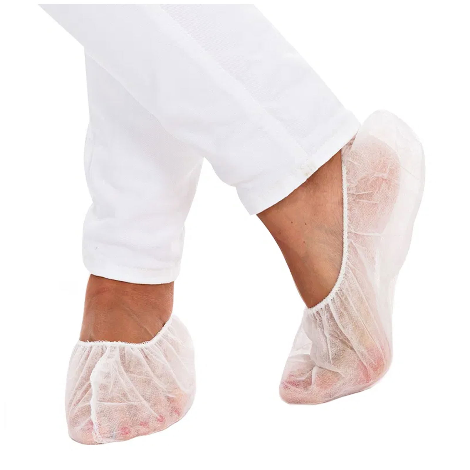 Disposable shoe covers white polypropylene fleece