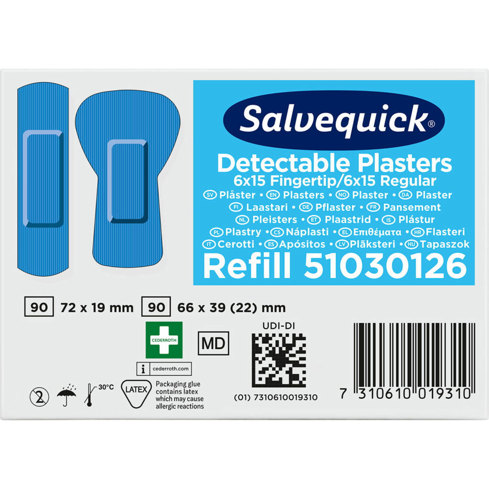Pflaster blau detektierbar Salvequick Cederroth 51030126