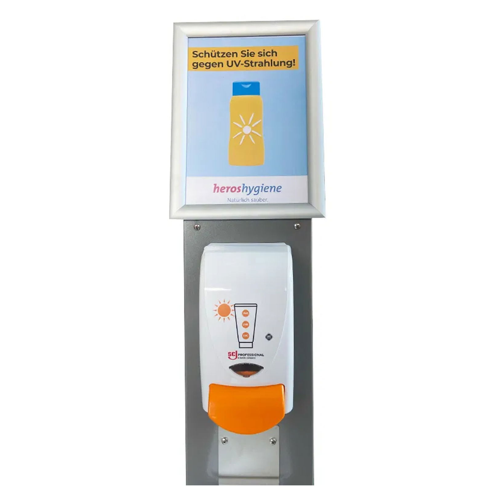 Dispenser di crema solare su colonna in acciaio inox 1000 ml