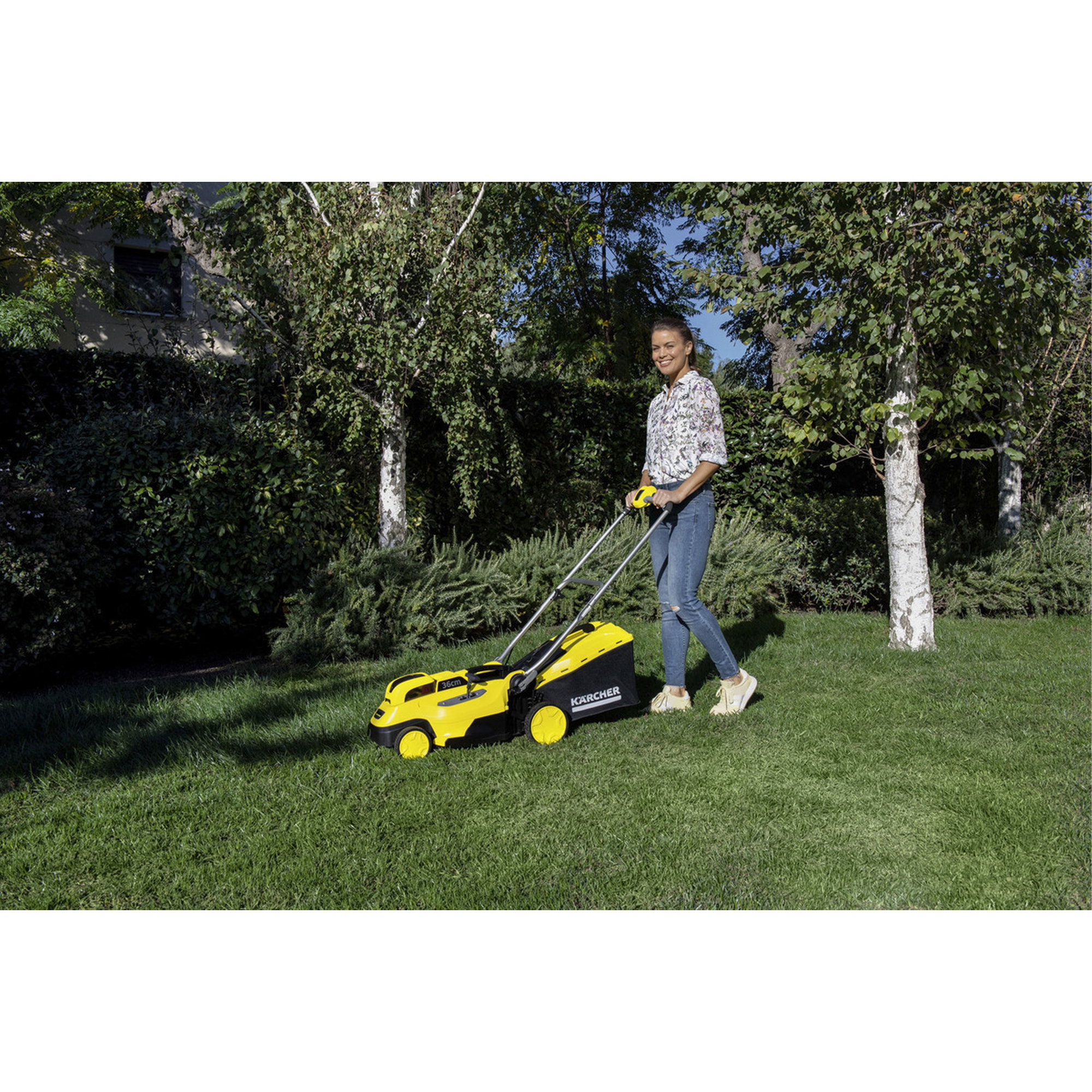 Rasenmäher, Elektro-Rasenmäher, Gelb, Tragegriff, Gartenpflege