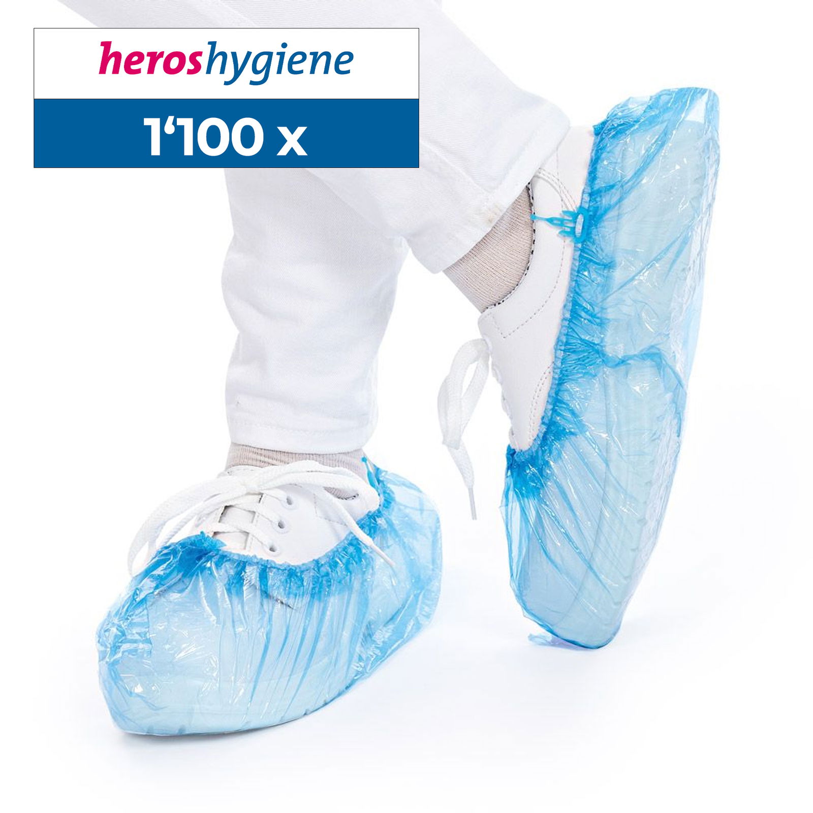 Blue PE shoe covers for Hygomat