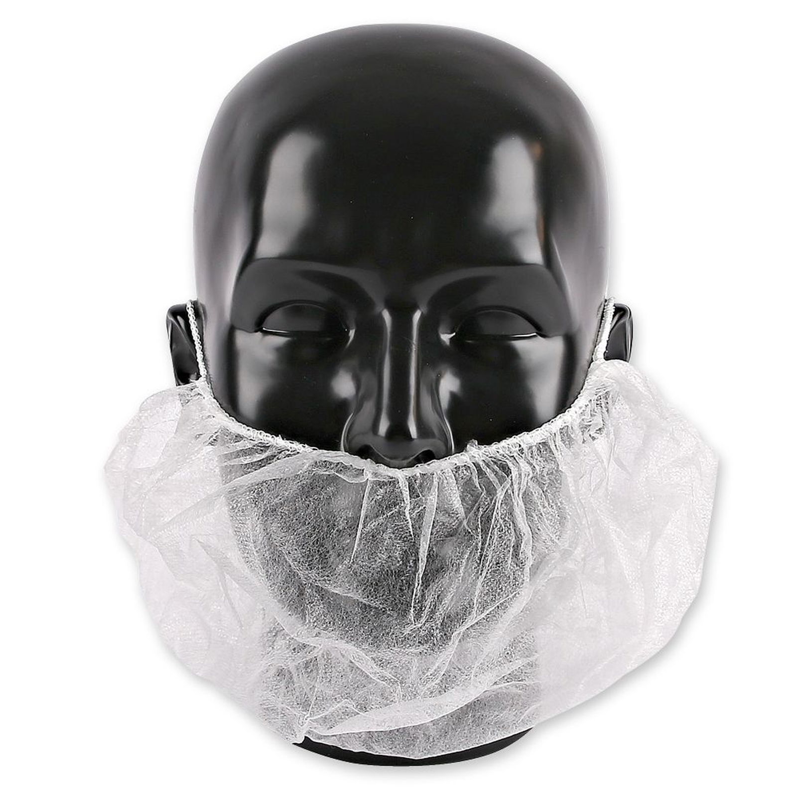 Beard cover with ear loops polypropylene white