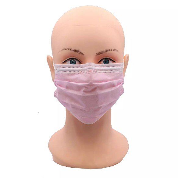 Masque de protection médical type llR 3 couches rose