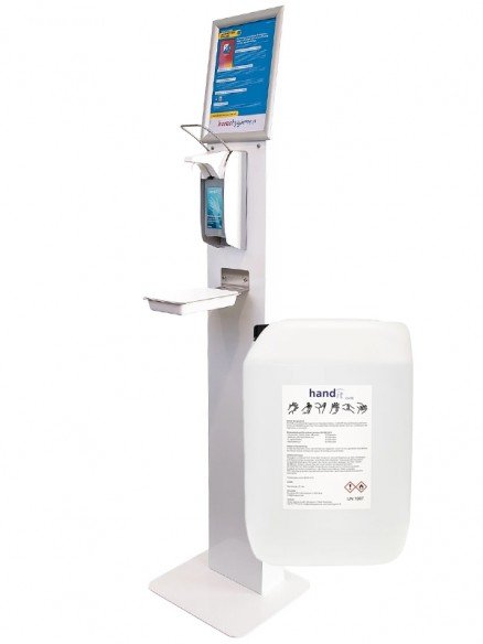 Pacchetto colonna di disinfezione con dispenser manuale di disinfettante e disinfettante da 5 l