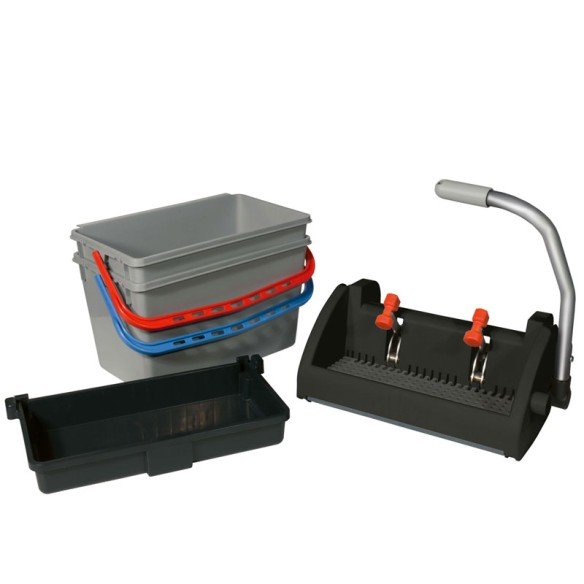 Flat press set with bucket and tray for bucket