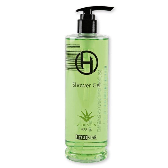 Hotel shower gel in pump bottle with aloe vera fragrance