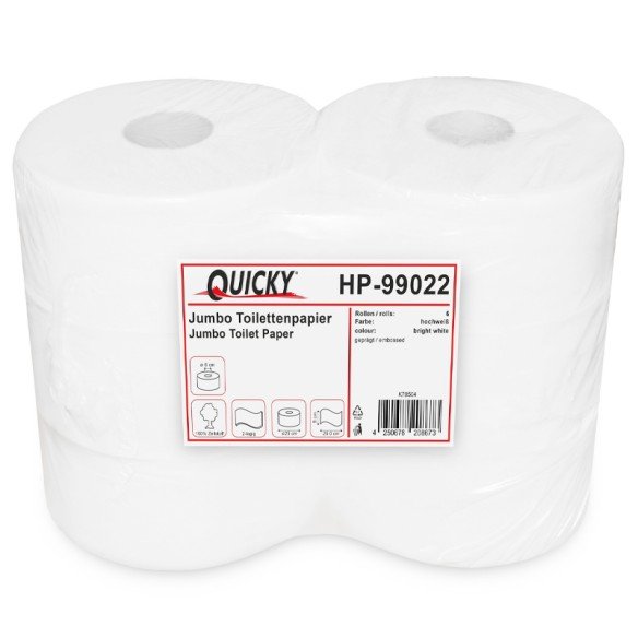 Toilettenpapier Quicky Jumborollen Zellstoff 2-lagig